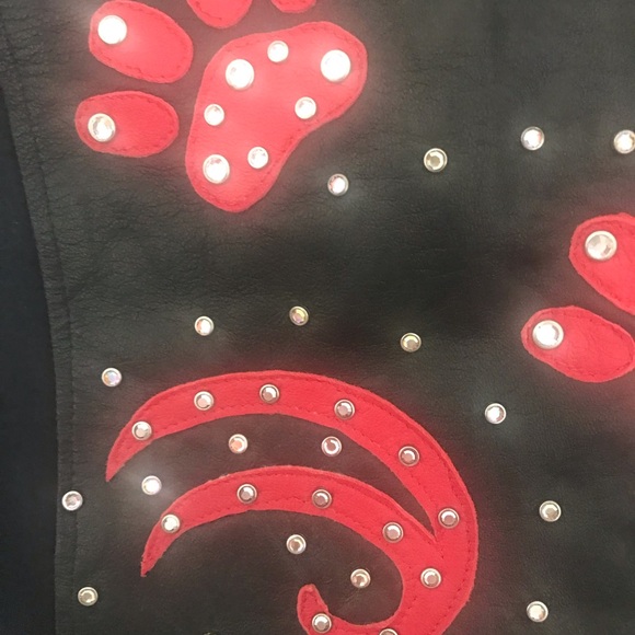 Appliqués Leather Show Vest w/Matching Slinky & Leather Cuffs sized Large - Picture 5 of 9